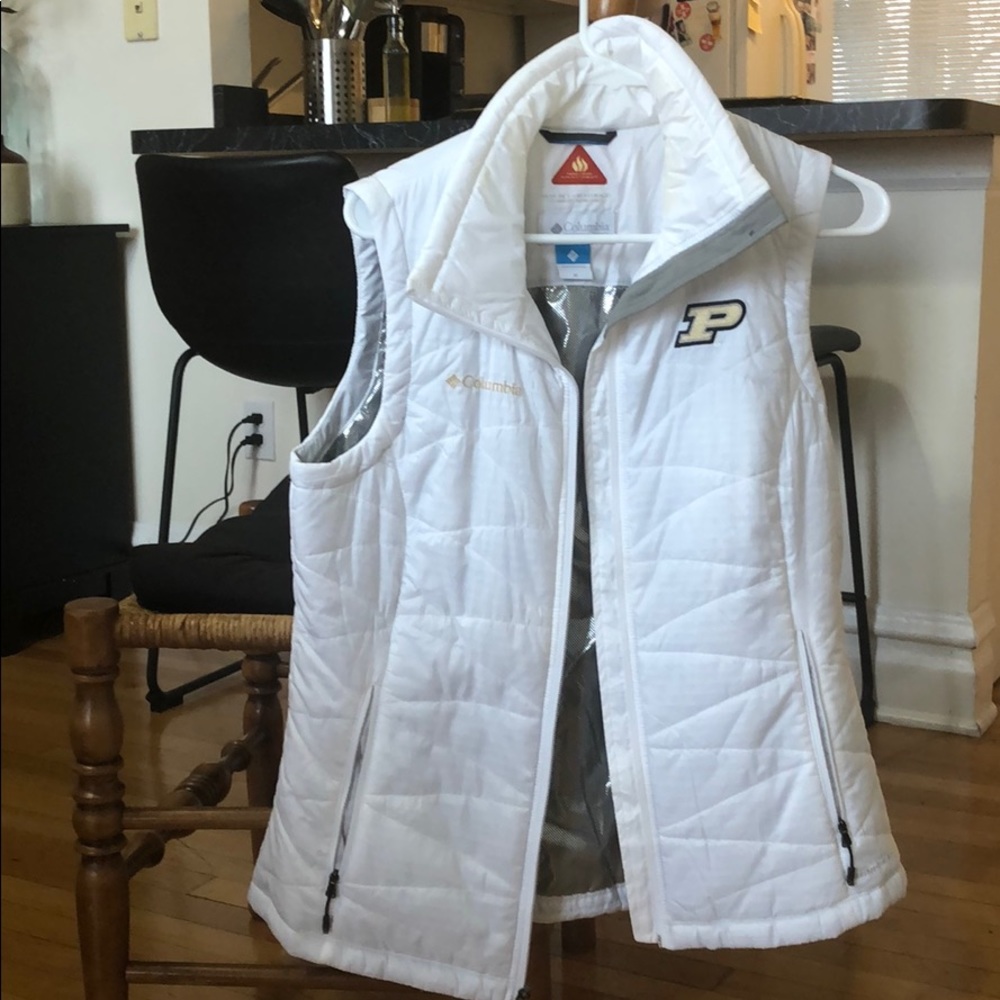 White Purdue puff vest